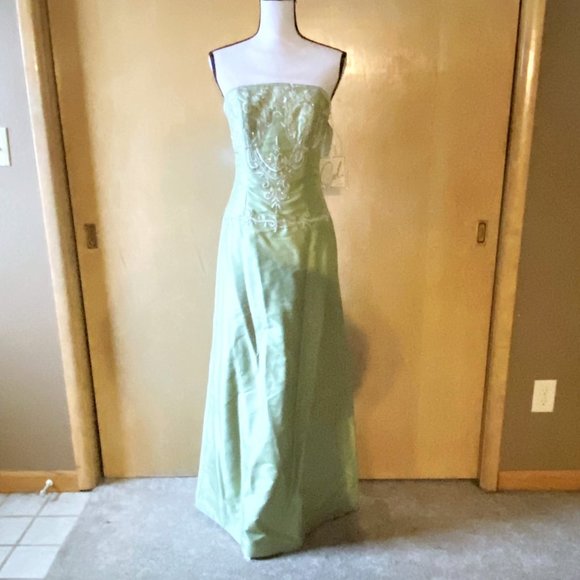 NWT Sz 10 Coli Couture Green Dupioni Silk Formal - Picture 1 of 7